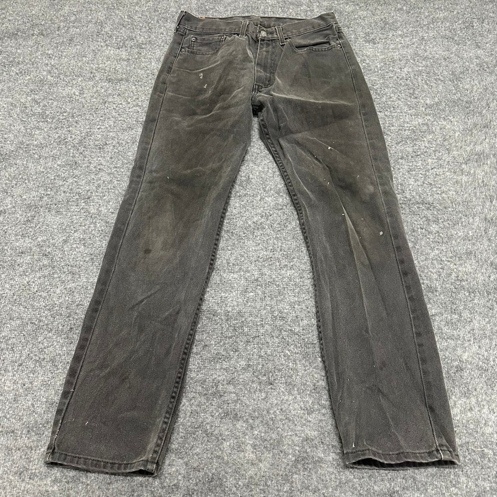 Levi's Jeans Mens Size 32 Black 505 Regular Fit Straight Leg Cotton Distressed
